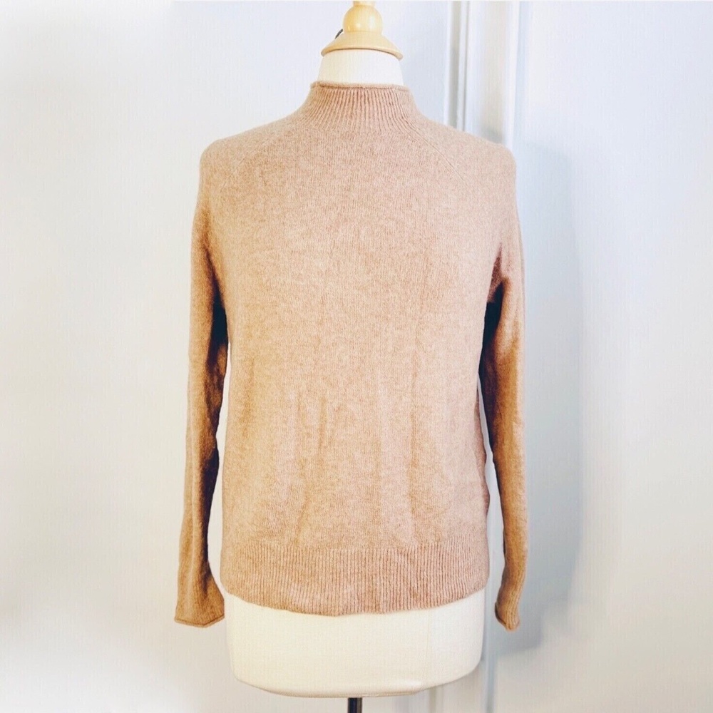 J.Crew High/Mock Neck Merino Wool/Alpaca Blend Sweater Beige/Camel/Tan Small EUC